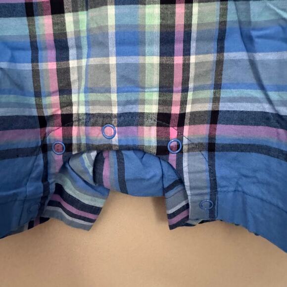 Tea Collection Boys Blue Plaid Collared Shirt One Piece Romper 12-18 Month New - Picture 4 of 5